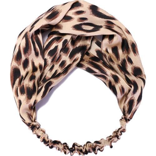 Twisted Turban Leopard Headband for Women Headdress Wide Satin Headband Make Up Hair Accessories Fitness Hairbands for Girls