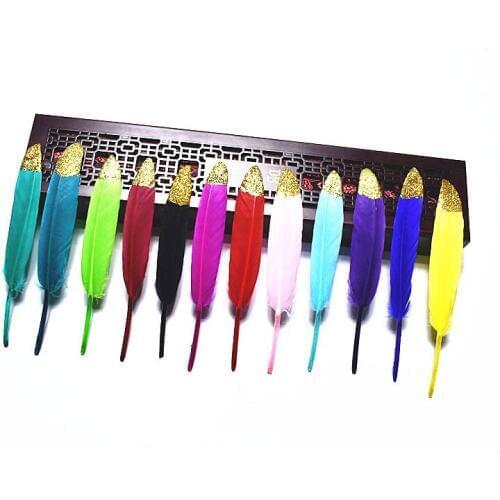High quality duck feathers 20 pcs 10-15cm DIY wedding decoration accessories plumes and dyeing spray gold feathers for crafts