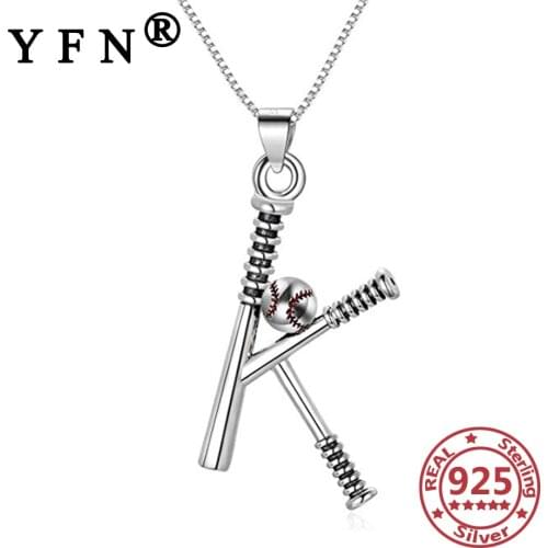 YFN 925 Sterling Silver Baseball Letter K Pendant Necklace Silver 925 Jewelry Valentines Day Gifts Moms Gift Mothers Day Gift
