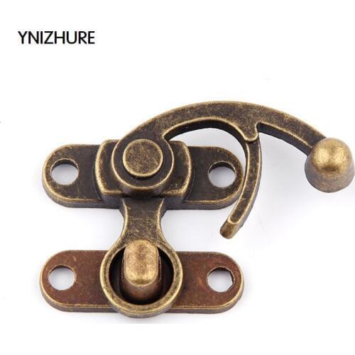 10PCS 38*45mm Metal Vintage Hardware Hasps Decorative Jewelry Gift Wine Wooden Box Hasp Antique Suitcase Latch Hook With Screws