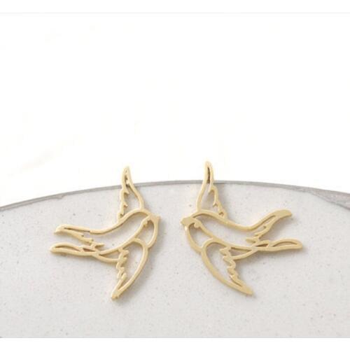 Wholesale 30 Pairs Fashion Gold Silver Flying Swallow Stud Earrings Piercing Studs Women Summer Jewelry Free Shipping