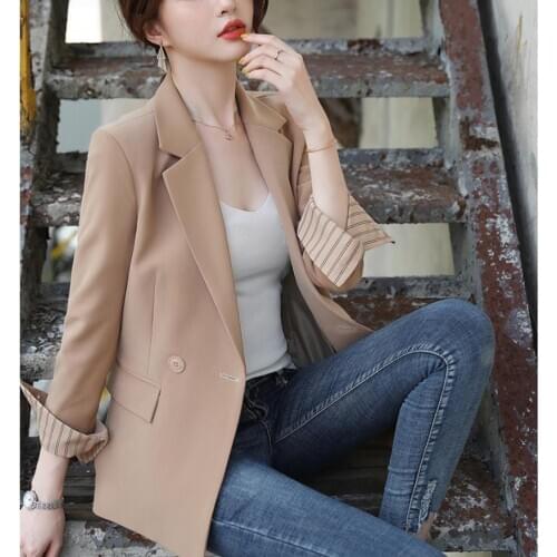 2021 Autumn Winter Women Fashionable Suit Coat Notched Pockets Office Lady Single Button Black Blazer Jackets Long Sleeve 3xl