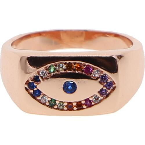 Rose gold color fashion jewelry colorful eye engraved engagement cocktail women lady gorgeous classic vintage ring