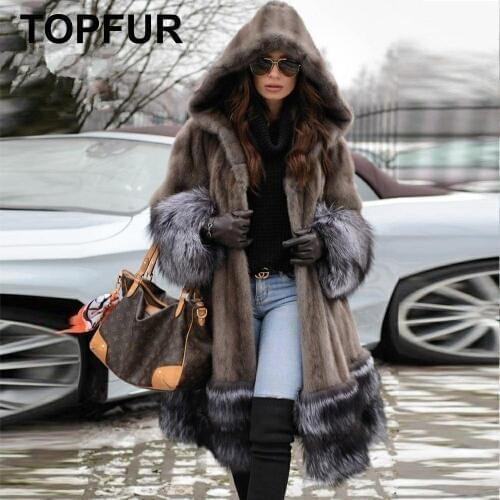 TOPFUR Winter Customized Coats Real Fur Coat Women Natural Real Mink Fur Coat With Hood Full Sleeves Coats With Belt Women