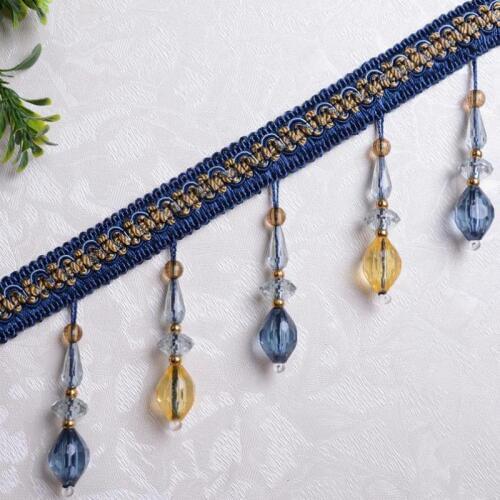 12yard/lot Two-color Crystal Olive Bead Tassel Pendant Hanging Lace Trim Ribbon For Window Curtains Decorate Sewing Tassels Diy