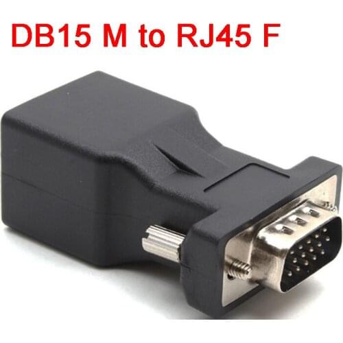 15pin VGA Male to RJ45 Female Connector Card VGA RGB HDB Extender to LAN CAT5e CAT6 RJ45 Network Ethernet Cable Adapter