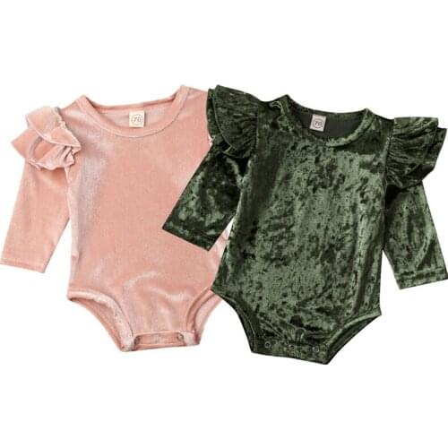 2020 Children Spring Clothing Baby Kids Boy Girls Infant Ruffle Solid Romper Jumpsuit Long Sleeve Clothes Outfits 0-18M