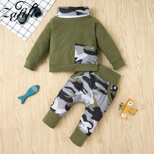 ZAFILLE 2021 Winter Baby Boy Clothes Set ArmyGreen top+Camouflage Pants Boy Clothes Outfits New Born 0-18M For Toddler Clothes