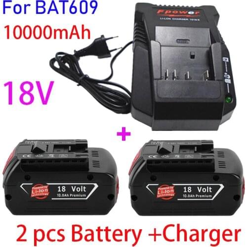 2021 new original 18V 10000mAh Rechargeable 18V 10.0A Battery Backup Portable Replacement For BAT609 Indicator light+Charger