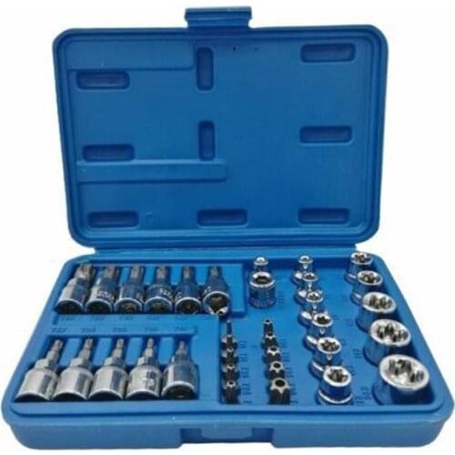 34Pcs/Set Male Female Pentalobe Star Socket Bit Set For Torx/Star/E Bits Tools E Type Sockets Easy Storage And Transportation