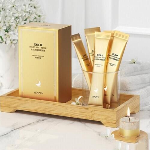5/7pcs lot Golden Silk Birds Nest Sleeping Mask Moisturizing and Hydrating Brightening Complexion Facial Mask