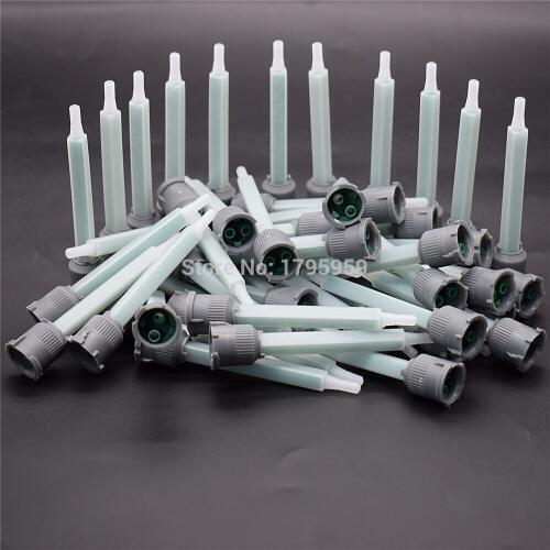 50pcs Epoxy Adhesive Applicator Static Mixer Nozzle Set Caulking Gun Dispenser Dual Cartridge Square Mixing Nozzle 1:1 Mix Ratio