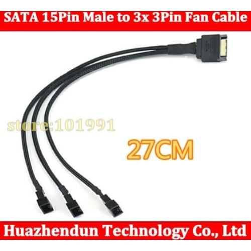 50pcs High Quality New SATA 15Pin Male to 3x 3Pin Fan Cable 27cm Free shipping