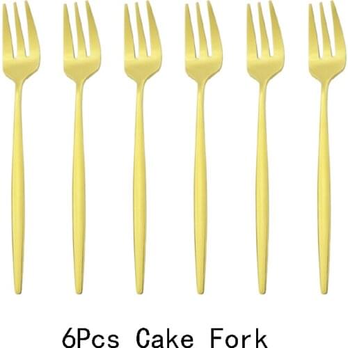 6Pcs Tea Cake Snack Forks Dessert Fruit Fork Cutlery Set Dinnerware Coloful Fork Matte Stainless Steel Tableware Silverware Set