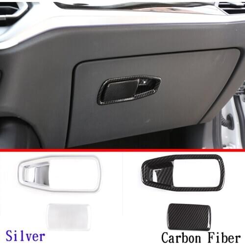 ABS Carbon Fiber For BMW 3 Series G20 G28 2019-2020 Co-pilot Glove Box Handle Frame Decoration Cover Trim Interior Accessories