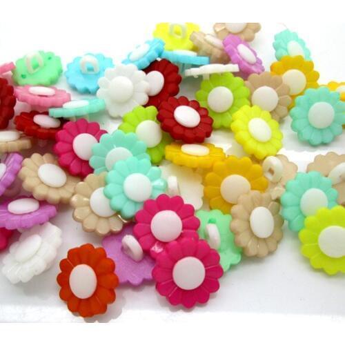 100Pcs Mixed Flower Acrylic Sewing Buttons For Cloth Flatback Cabochon Scrapbooking Crafts Knopf Bouton Decor Diy Accessories
