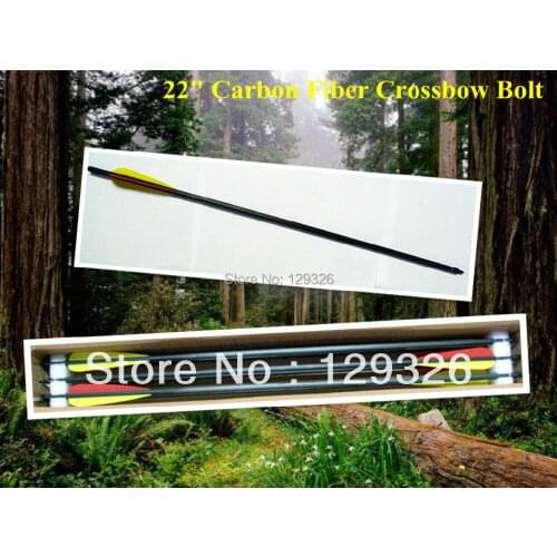 Archery hunting Carbon fiber crossbow Bolt 22" completed w/ nock insert tip vanes hunting equipment, 100 pcs/lot