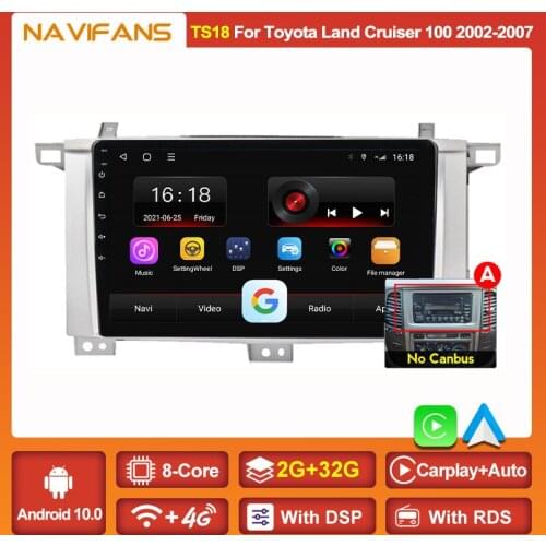 Android 11 Car Radio Multimedia Video Player For Toyota Land Cruiser LC 100 2002 - 2007 Navigation GPS No 2din 2 Din DVD CarPlay