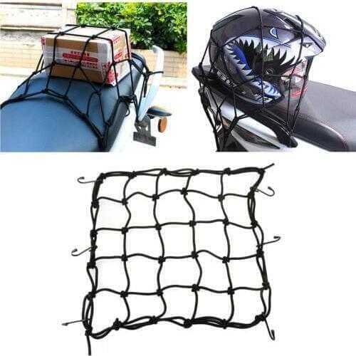 Motorcycle luggage net storage cable tie 15.75" x15.75" bungee cargo net with 6 adjustable hook elastic