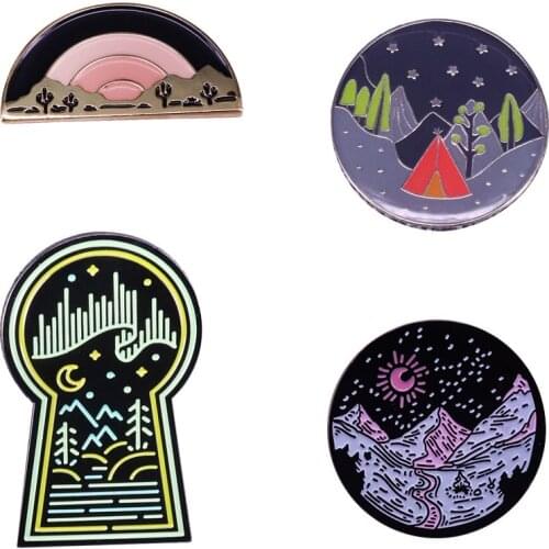 Night sky sunset lapel pin nature landscape brooch adventure lovers great gift