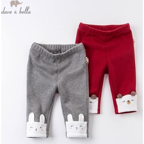 DBM15615 dave bella winter baby girls fashion cartoon pants children full length kids pants infant toddler trousers