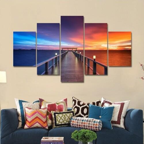 5 board Wall art photos of drop-shipping gifts home decor canvas printing painting beautiful sunset on the sea