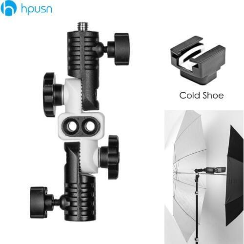 HPUSN N1 Universal Metal Cold Shoe Mount Flash Hot Shoe Adapter for Trigger Double Umbrella Holder Swivel Light Stand Bracket