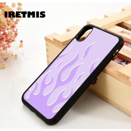 Iretmis 5 5S SE 6 6S TPU Silicone Rubber phone case cover for iPhone 7 8 plus X Xs 11 Pro 12 MINI Max XR Lavender Flame