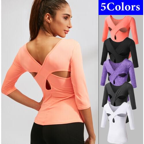 Quality Sexy Summer Womens Yoga Tops Sports Top Fitness Sport T-Shirt Breathable T-shirt for Women Casual Blouse Shirt Tops