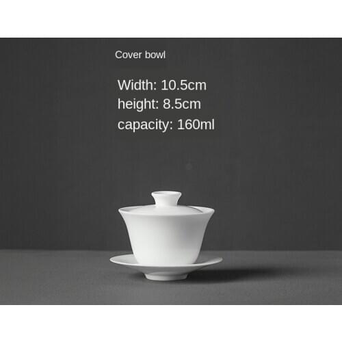 Sweet Ceramic Whiteware Cover Bowl Medium Jade Porcelain Tea Bowl High White Three-Force Bowl Thin Tire Ceramic Kung Fu Gaiwan