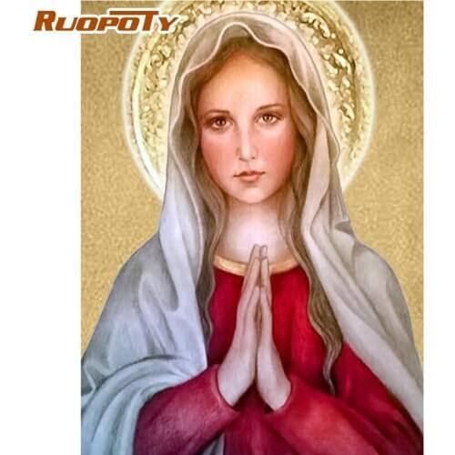 RUOPOTY Frame Picture Religion Diy Painting By Numbers Coloring By Numbers Acrylic Canvas Painting Handpainted Drawing Diy Art