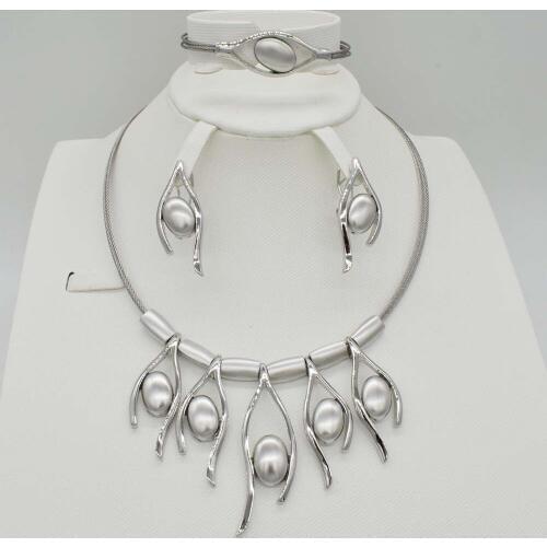 New High Quality Dubai gold big Jewelry Set 3 tones Gold color Nigerian Wedding African Jewelry Sets Parure Bijoux Femme