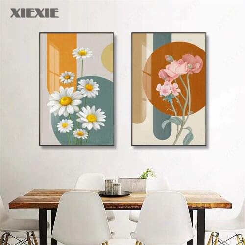Wall Art Canvas Painting Flowers Print Poster Pastoral Minimalist Baby Girl Nursery Wall Paintings Living Room Home Decor Prints