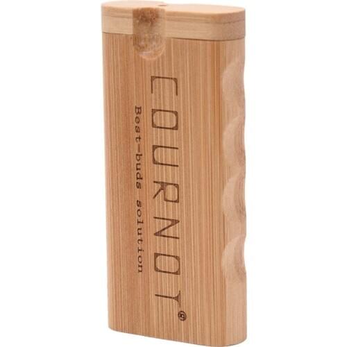 COURNOT Natural Bamboo Dugout With Ceramic One Hitter Bat Pipe 48*103MM Mini Bamboo Dugout Box Smoke Hand Pipe Accessories