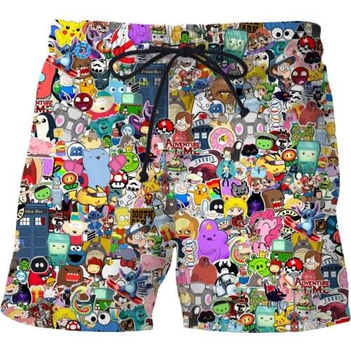 2021 summer New Style Fashion Mens Shorts Cartoon Funny Cartoon All Roles Print 3D Men/Women Casual Cool Shorts