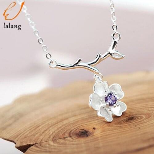 New Arrival Sakura Flower Necklaces & Pendants Cherry Blossoms With Chain Choker Necklace Jewelry Collar Colar