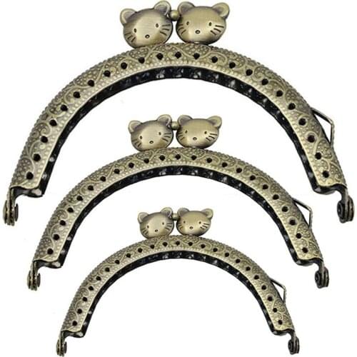 8.5 10.5 12.5cm Cat Semi Circle Metal Purse Frame Handle for Clutch Bag High Qualtiy Handbag Accessories Making Kiss Clasp Lock