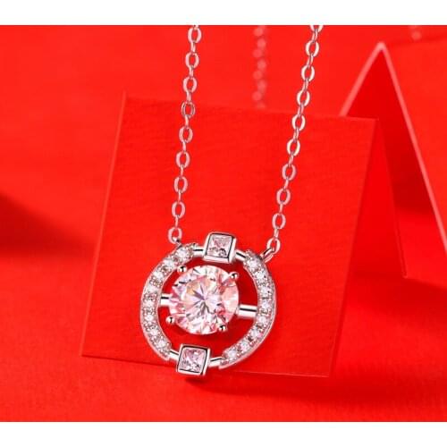 Passed Diamond Test Perfect Cut Moissanite 925 Sterling Silver 1CT Diamond Pendant Fashion Classic European and American Jewelry