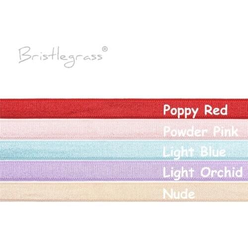 BRISTLEGRASS 10 Yard 3/8" 10mm Solid Spandex Satin Band Shiny Non-foldover Elastic Headband Bra Strap Dress Lace Trim DIY Sewing