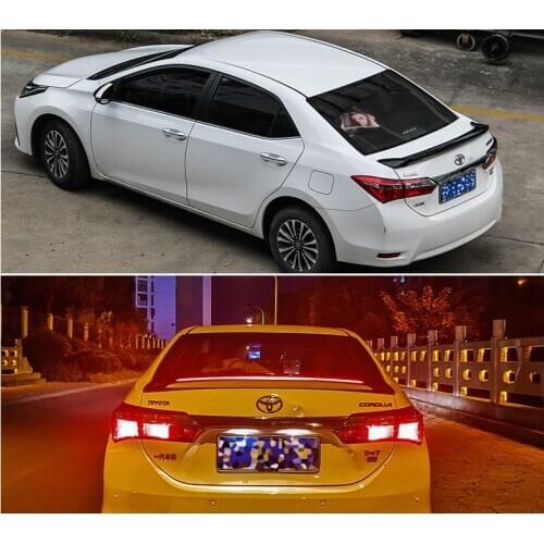New Design Rear Wing Spoiler For Toyota For Corolla 2014 2015 2016 2017 2018 Flowing Brake Lamp Trunk ABS Plasti Spoiler Wing
