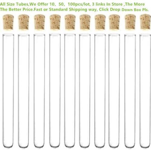 25pcs 12x100 mm 6ml Glass Test Tube With Cork Stopper 4-inch, All Size Available In Store