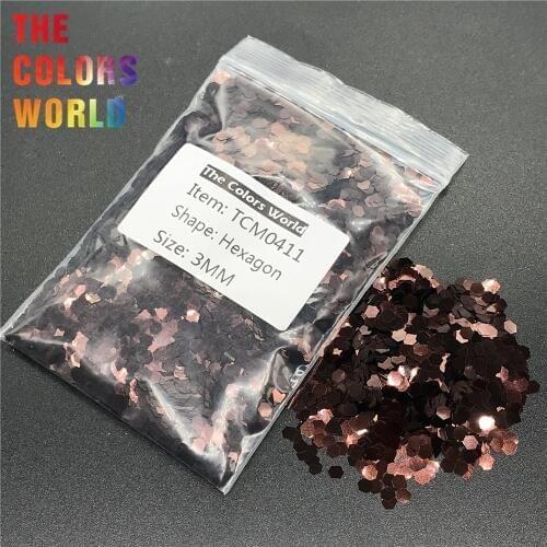 TCM0411 Black Brown Color Metallic Luster Hexagon Shape Nail Glitter Nail Art Decoration Makeup Face Glitter Henna Handwork DIY
