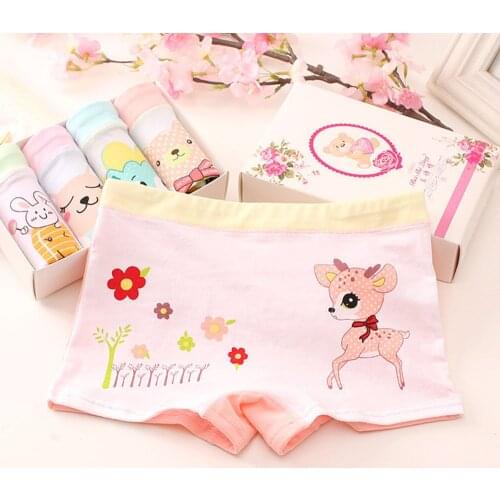 Girls Panties Kids Cotton Underwear Childrens Briefs Cartoon Short 5Pcs/lot