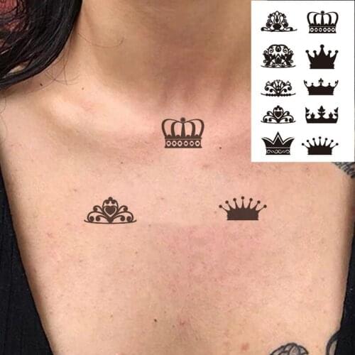 Waterproof TemporaryTatoo Sticker Couple King Queen Crown Art Tattoo WaterTransfer Fake Flash Tatto for Man Women