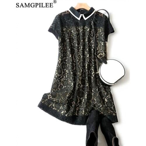 Plus Size Dresses For Women 4xl 5xl Dress Short Sleeve Black Lace Women Summer Dress High Quality Summer Dresses For Women 5xl