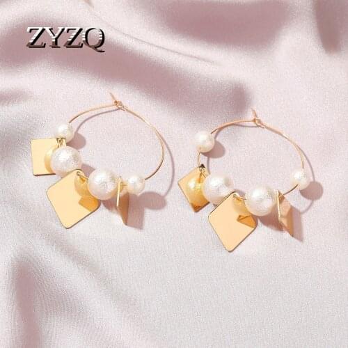 ZYZQ Trend Simulation Pearl Long Earrings for Women Sweet Round Pearl Wedding Pendant Earrings Fashion Female Korean Jewelry