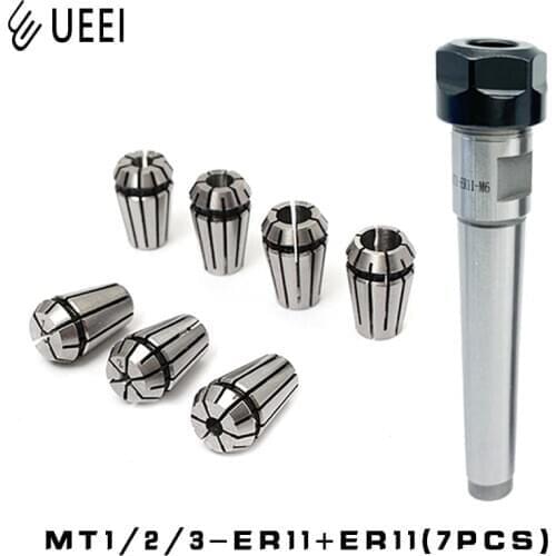 1pcs Morse taper MT1 MT2 MT3 ER11 with 7pcs High Precision ER11 1-7MM High Carbon Steel Spring Collet CNC tool holder clamp