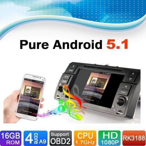 16 GB Flash, 4 Core, Android 5.1 Autoradio Car Audio Player Video System Media Stereo for BMW M3, For BMW 3 Series E46