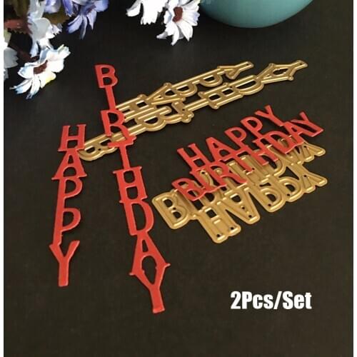 New 2Pcs/Set Words Metal Cutting Dies Stencils birthday for DIY Scrapbooking photo album Decorative Embossing DIY Paper Card