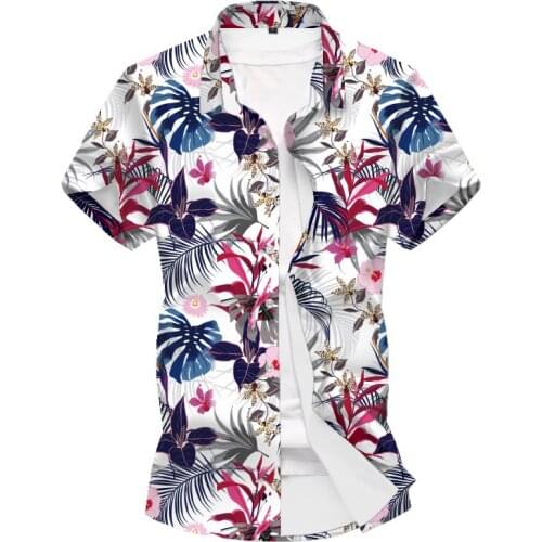 2020 Summer New Mens Fashion Print Shirt Casual Button Short Sleeve Hawaiian Shirt Beach Vacation Slim Party Shirt Top Hombre